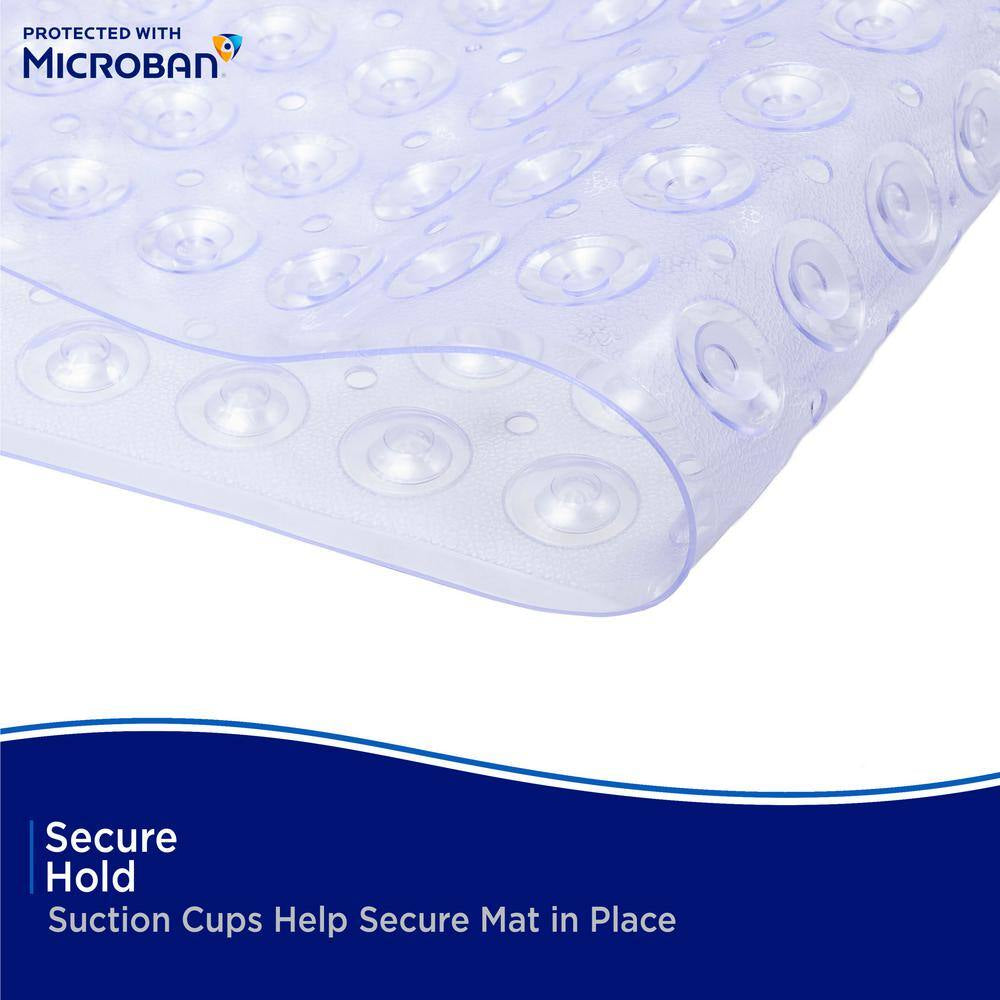 Microban Protected 14.5 In. W X 26.75 In. L Vinyl Inside-The-Tub Bubble Bath Mat in Clear