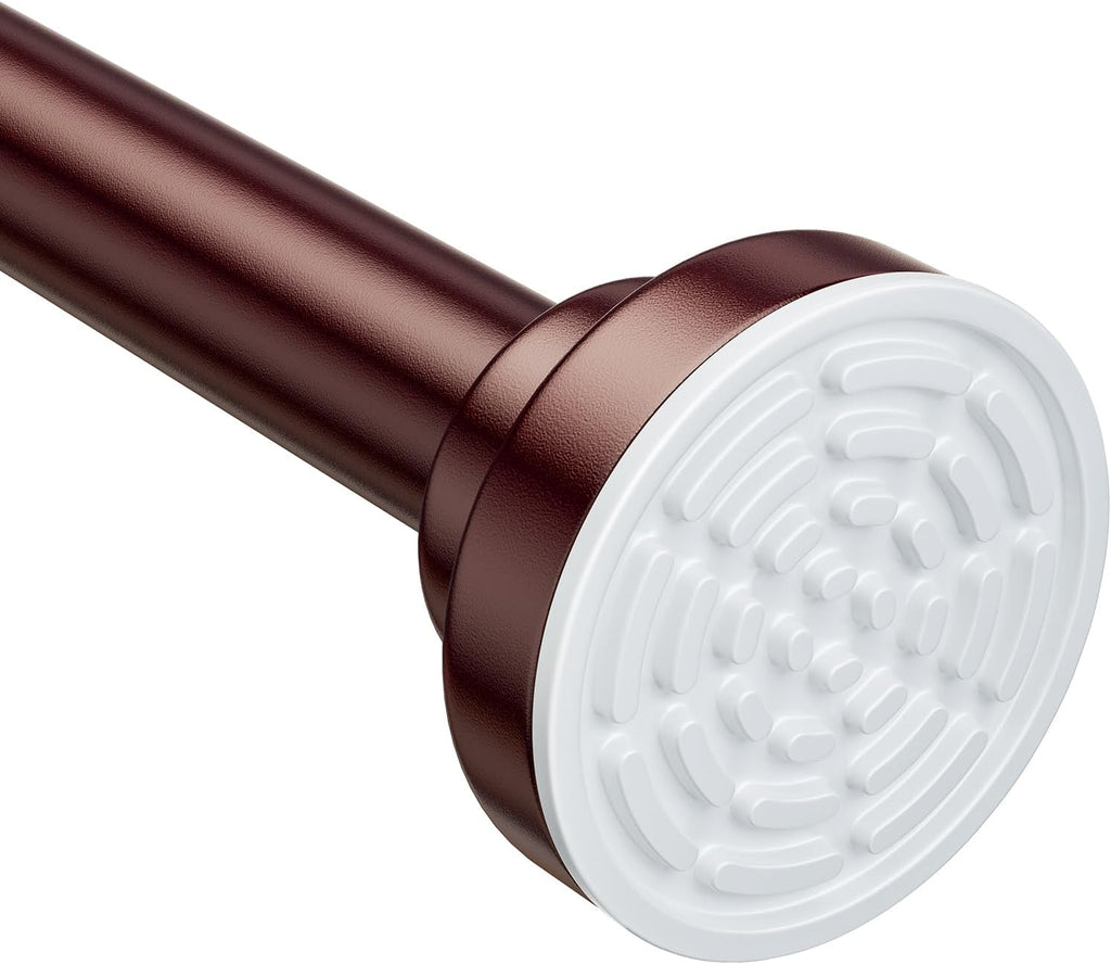 Shower Curtain Rod - 32-43 Inch Rustproof Tension Rod, Non-Slip Spring Design, No Drilling Adjustable Curtain Rod for Bathroom, Kitchen, and Closet（Brown）