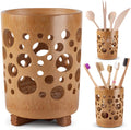 Bamboo Toothbrush Holder for Bathroom Toothbrush Cup with Drainage Quick Drying Bathroom Cup Toothpaste Holder Degradable Cup