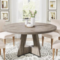 Tribesigns round Dining Table for 4, Grey Kitchen Table 47 Inch Farmhouse Wood Kitchen Dinning Table for Kitchen Living Room