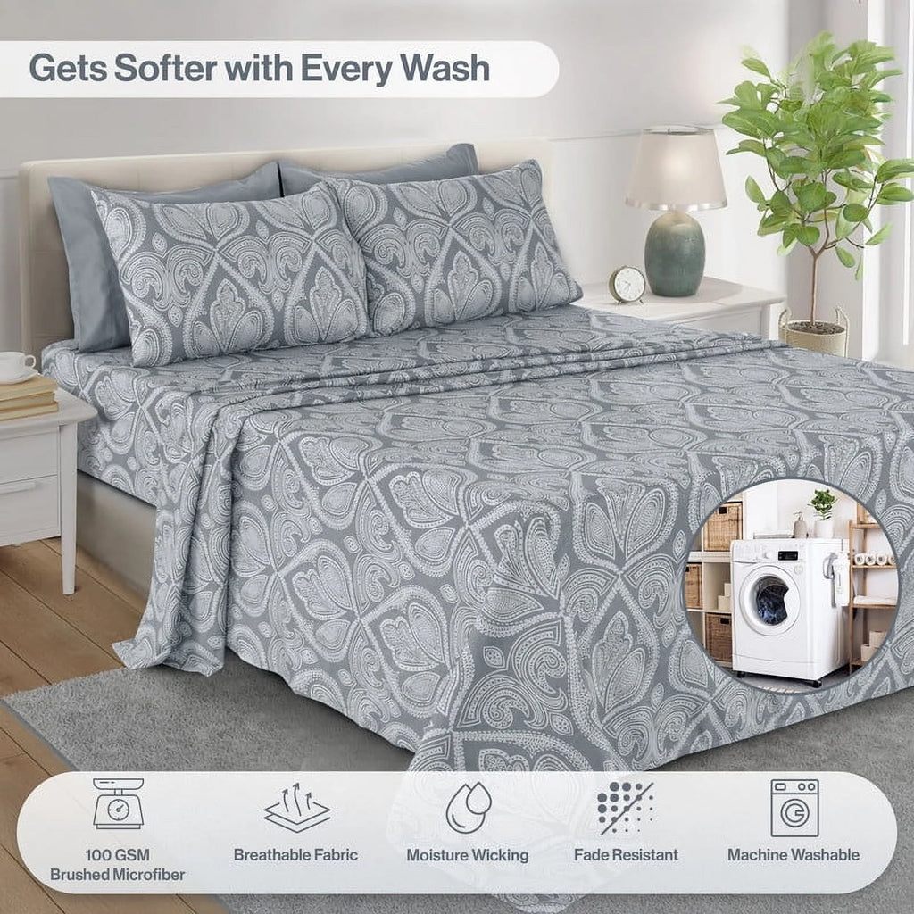 4 Piece Twin XL Bed Sheets Set - Luxury Soft Microfiber Bed Sheets Set Deep Pocket - Twin XL, Grey