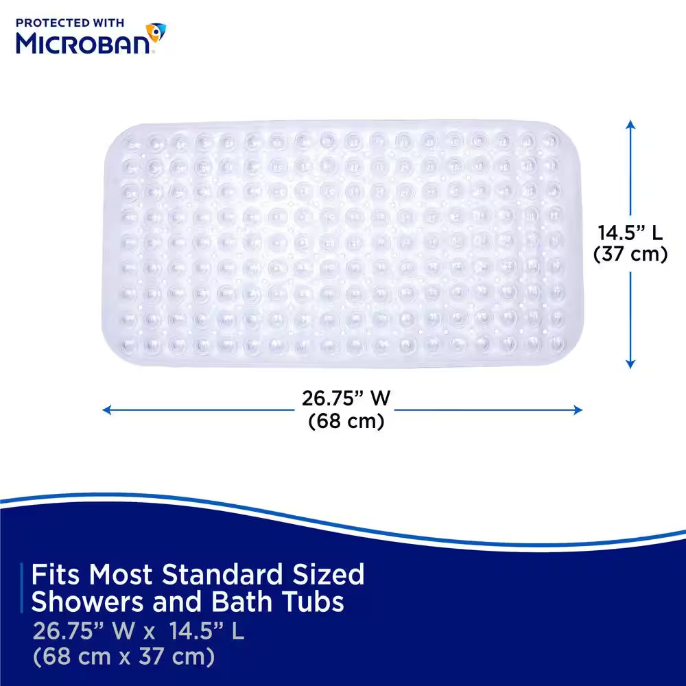 Microban Protected 14.5 In. W X 26.75 In. L Vinyl Inside-The-Tub Bubble Bath Mat in Clear