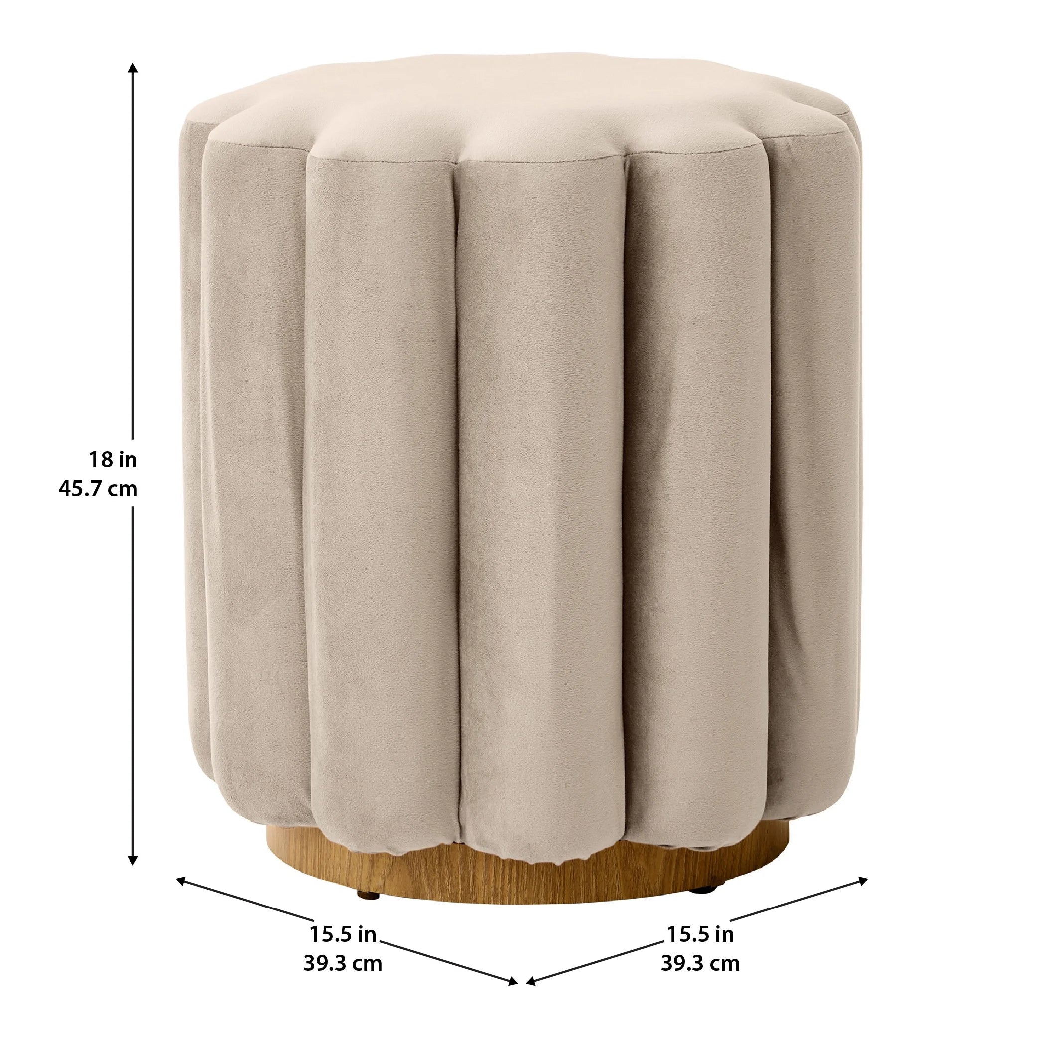 Lillian Velvet Tufted Ottoman, Beige