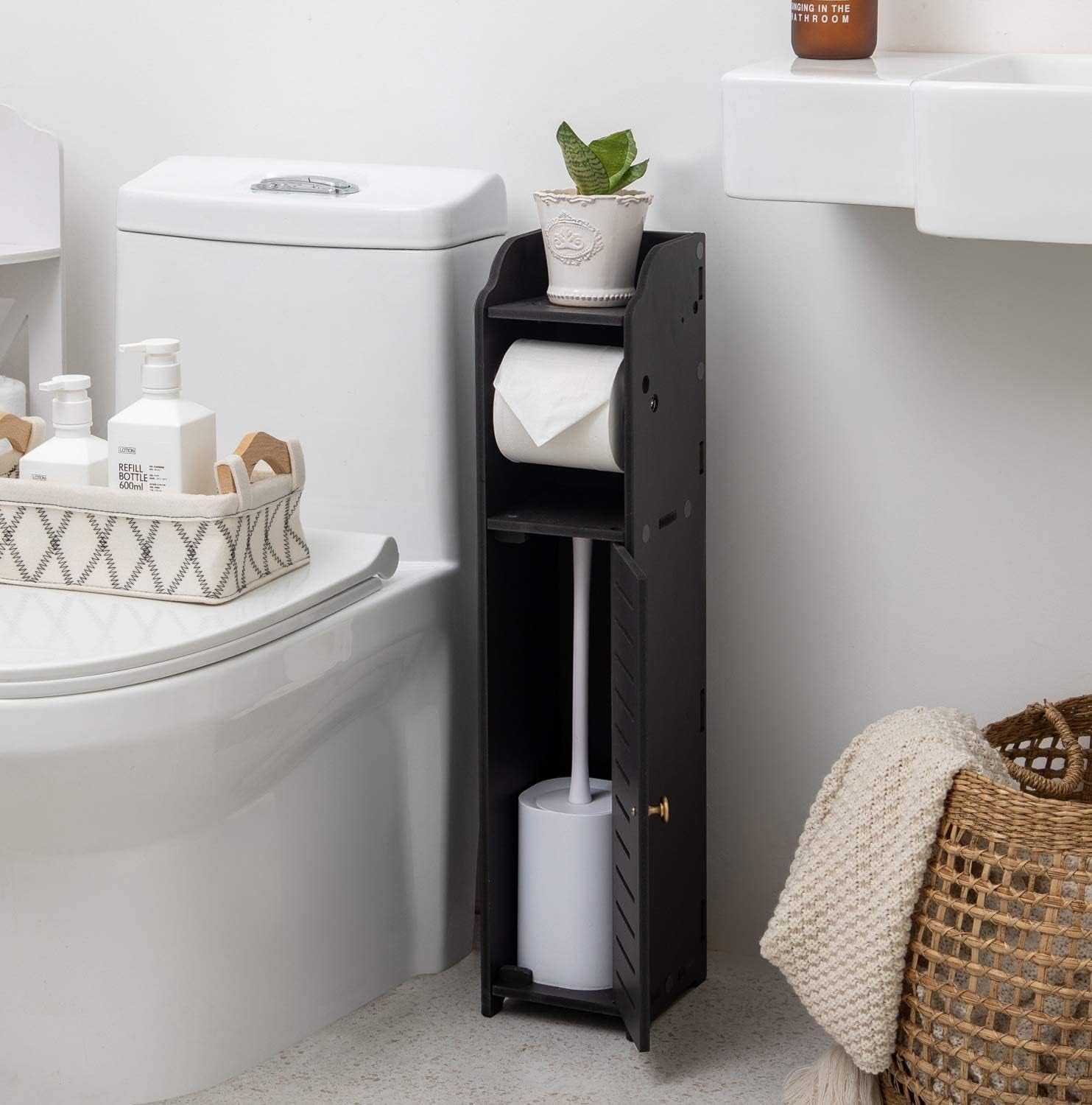 Toilet Paper Storage,Small Bathroom Storage for Half Bathroom,Small Bathroom Storage for Tiny Spaces,Little Shelf for Bedroom,Narrow Toilet Paper Cabinet for Restroom,White by