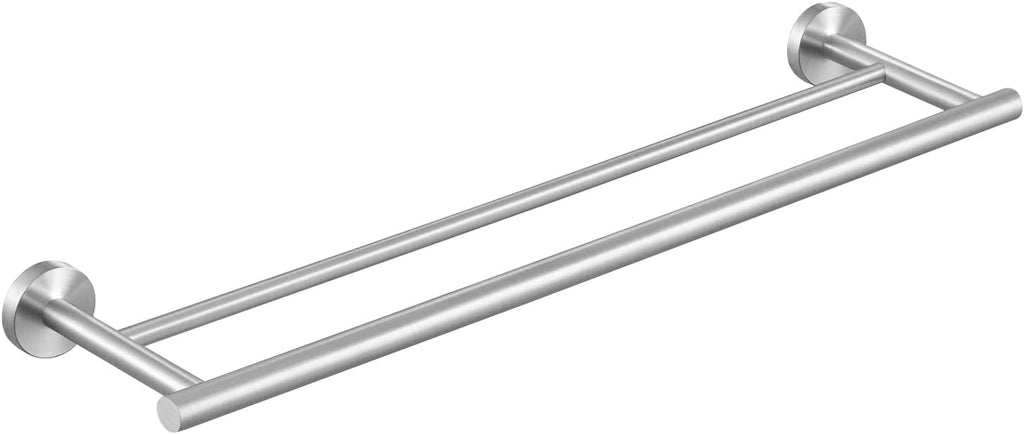 Double Towel Bar 23.6 Inch Bathroom Kitchen Towel Holder Dual Towel Rod Rustproof Wall Mount SUS304 Stainless Steel Brushed Finish, A2001S60-2