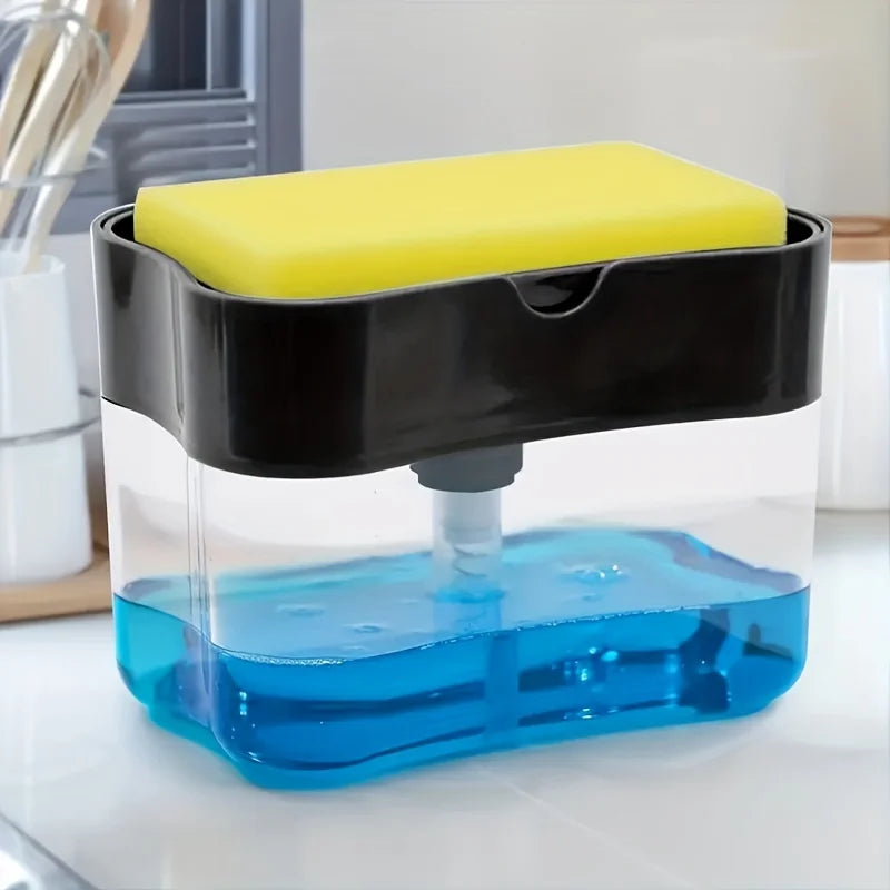 Dish Soap Dispenser for Kitchen,Liquid Soap Dispenser Kitchen Soap Dispenser with Sponge Holder,Sponge Caddy Soap Pump Dispenser