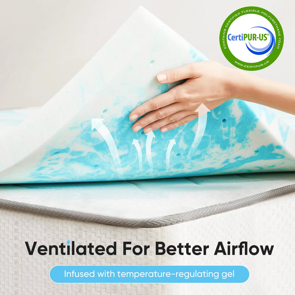 2-3 Inch Gel Memory Foam Mattress Topper Full Size Cooling Mattress Soft and Breathable Bed Topper School Bedroom Furniture