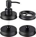 Mason Jar Bathroom Accessories Lids Set(4Pcs) - Jars Not Included - Soap Dispenser,Toothbrush Holder, Apothecary Jars Lids for Regular Mouth Mason Jars - Rustproof Stainless Steel，Black