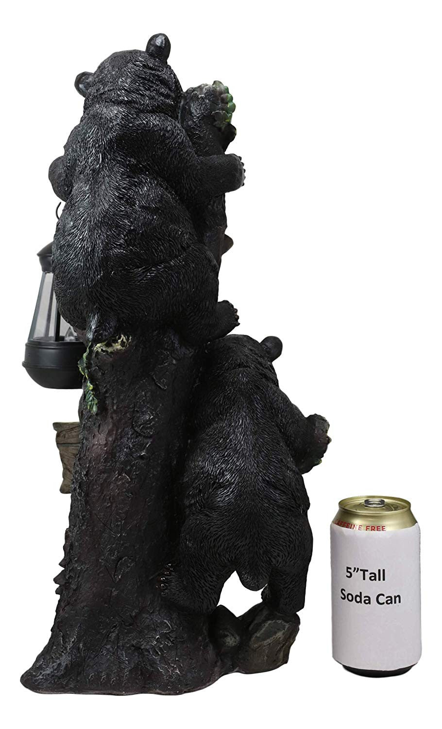 Climbing Black Bear Cubs Garden Light Welcome Statue Figurine Solar LED Lantern