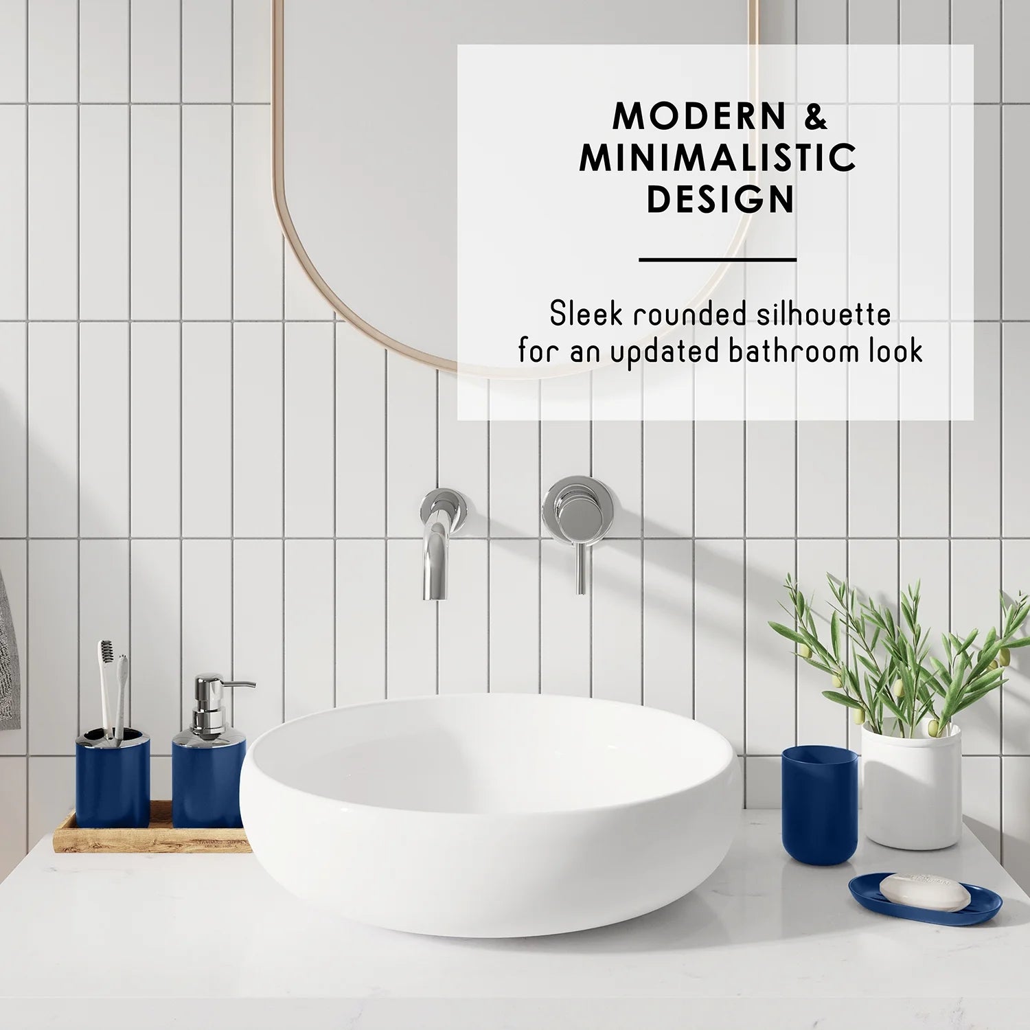 20 Piece Bathroom Accessories Set, Navy Blue Bathroom Decor Set