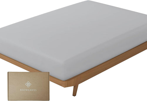 100% Organic Cotton 1 Fitted Sheet Queen Size Only | 300 Thread Count Sateen Weave GOTS Certified with Deep Pocket - Glacier Gray
