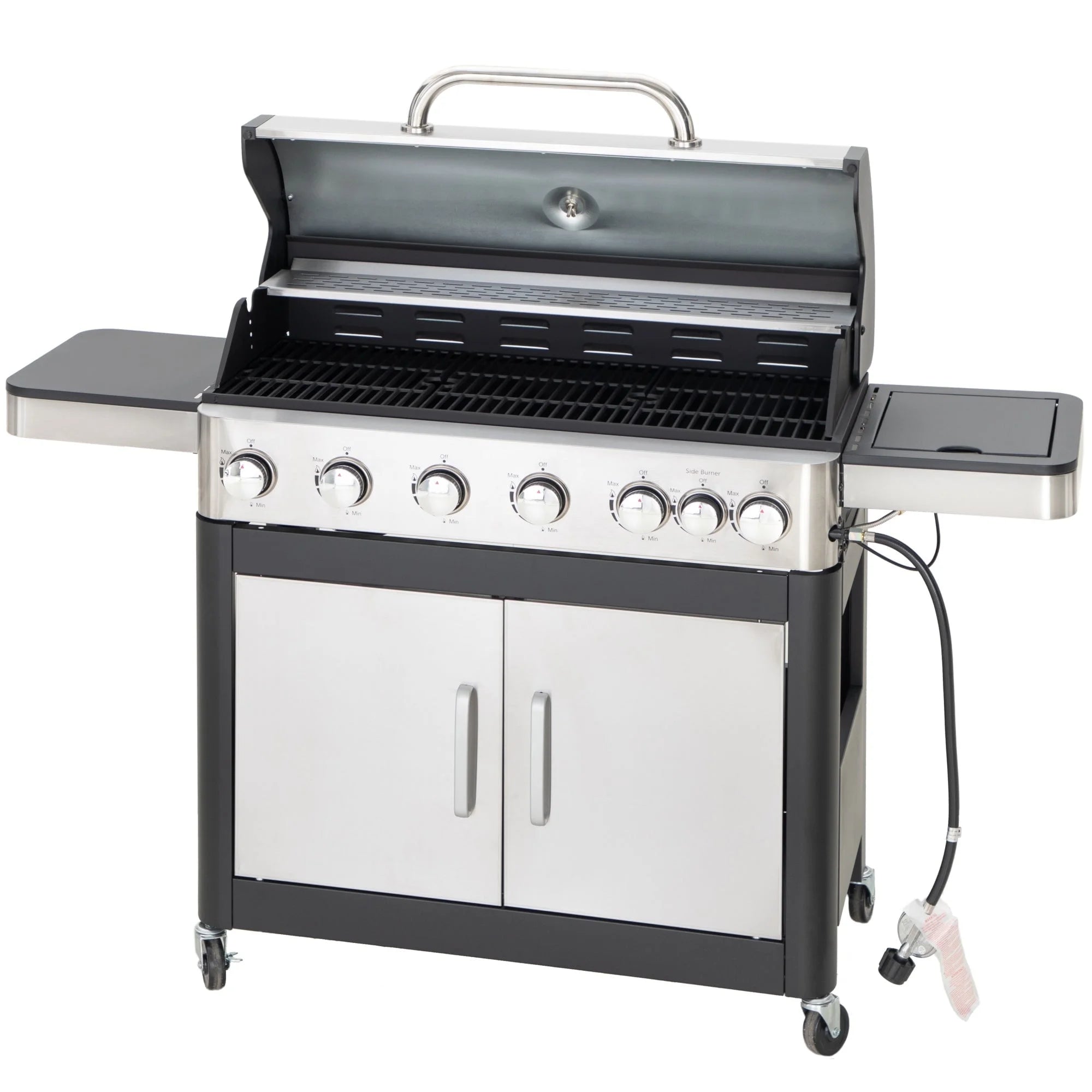 Stainless Steel 6-Burner Propane Gas Grill with Side Burner