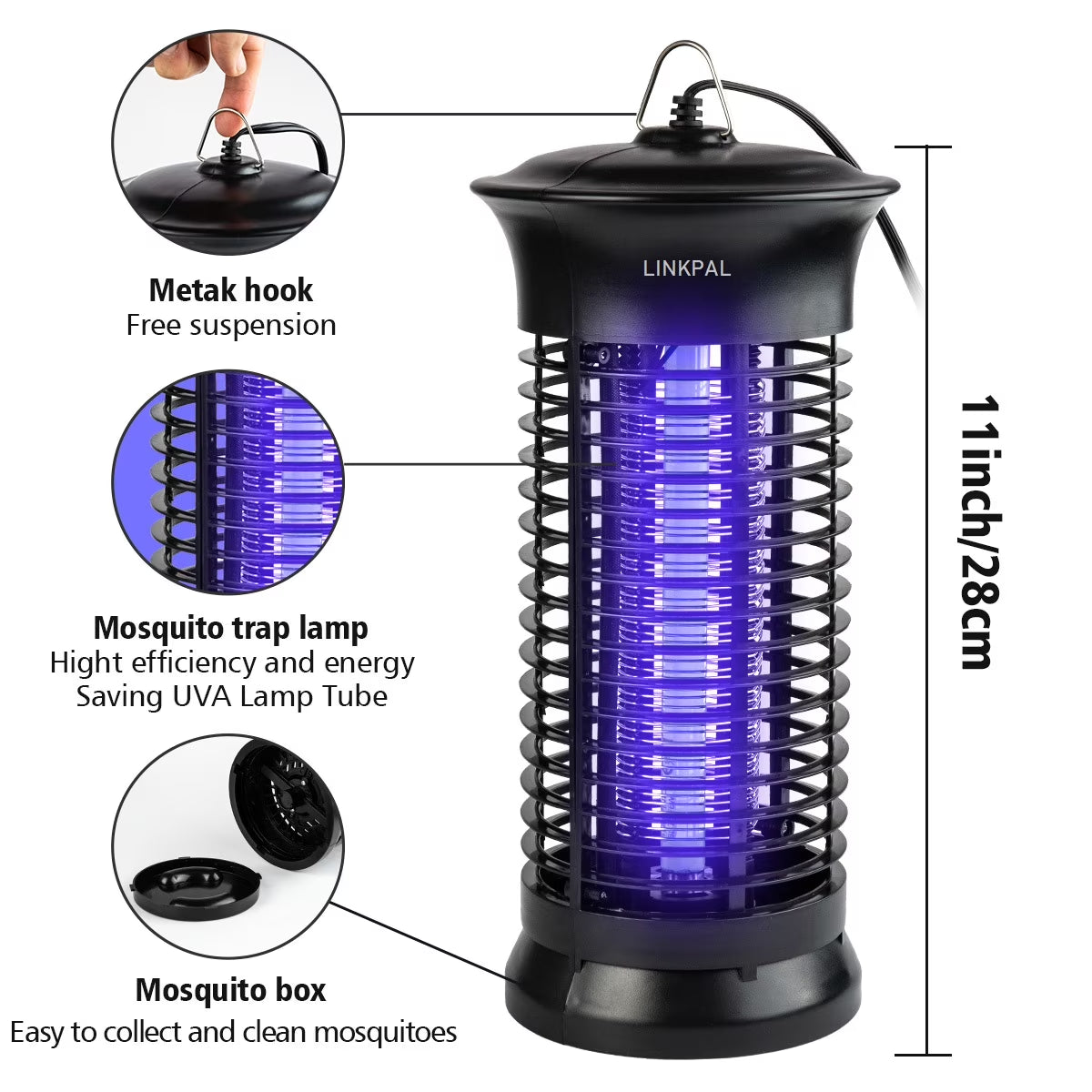 Electric Bug Zapper, Powerful Insect Killer, Mosquito Zappers, Mosquito Lamp, Light-Emitting Flying Insect Trap for Indoor